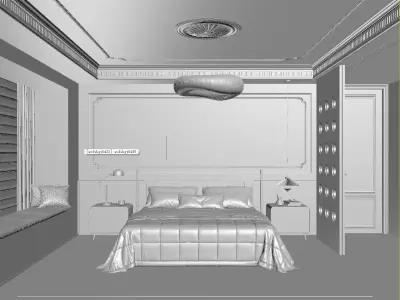 French Style Bedroom 3D Model 3D model
