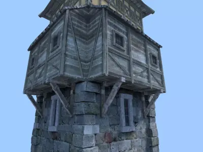 tower stone with door 3D model