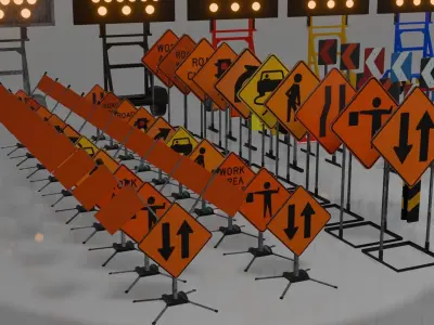 Construction Props - Pack Lowpoly Low-poly 3D model