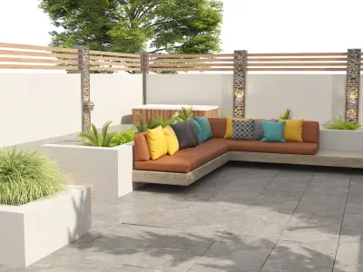 Modern backyard with pool 3d model 3D model