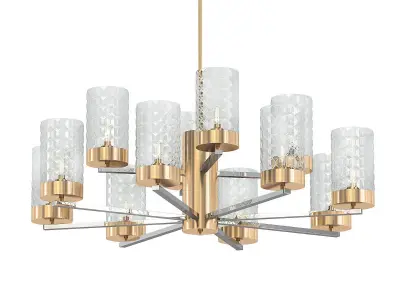 Didian modern chandelier with brass and glass shades 3D model