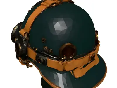 Steampunk Aviator Helmet with Mask Low-poly 3D model