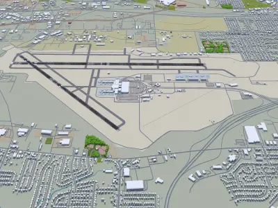 Syracuse Hancock Airport 10km Low-poly 3D model
