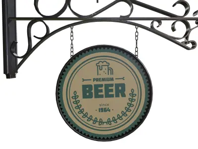 Vintage Hanging Beer Sign 3D model