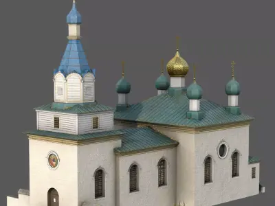 Historic Orthodox Church - XVI Century Mir Town Low-poly 3D model