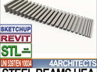 Steel Wide Flange Beams HEA Collection Revit STL Printable 3D print model purchase