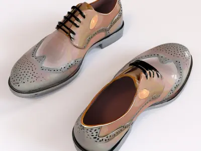 Iridescent Wingtip Oxford Shoes  Low-poly 3D model
