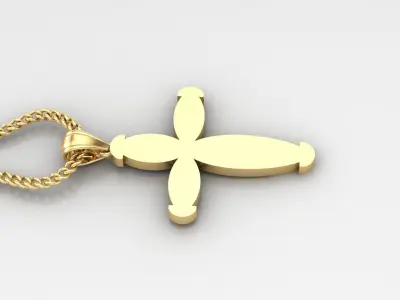 Light Gold 18K Cross Pendant 1CP092 3D print model