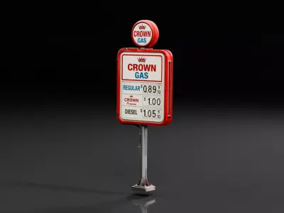 Vintage Gas Station Price Sign Low-poly 3D model