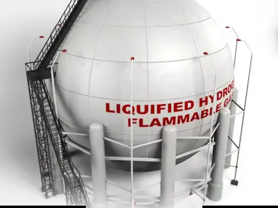 Oil Tank Industrial Sphere  Low-poly 3D model