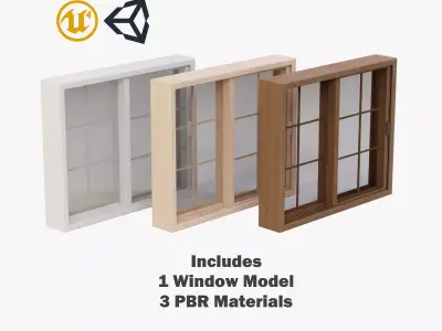 Sliding Glass Window 2 Low-poly 3D model