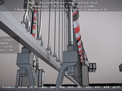 Railroad Barrier 7m Protective Grid High-Poly 3D model