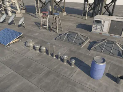 Roof Props Collection Low-poly 3D model