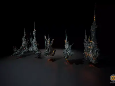 Alien Rocks set 1 Low-poly 3D model