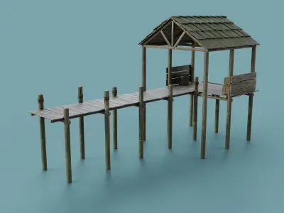 Wooden Docks Low-poly 3D model