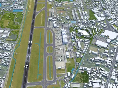 Chiang Mai International Airport 10km Low-poly 3D model