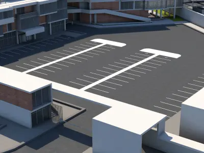 Border Control and Administration Buildings Low-poly 3D model