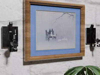 Rustic Farmhouse Wall Sconce Lamp with Edison Style Bulb Low-poly 3D model