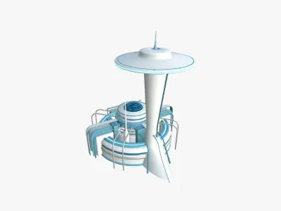 SciFi Facility D01 White Blue - Sci Fi Exterior Design Low-poly 3D model