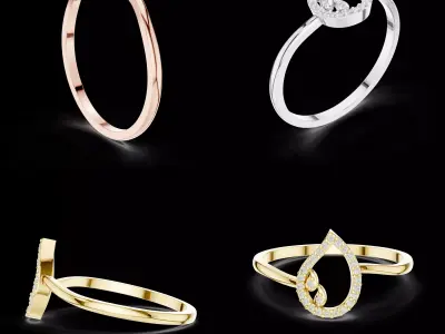 Diamond Teardrop Halo Ring CAD Model 3DM STL Printable File 3D print model