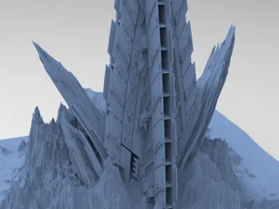 Ancient Sci-Fi Mountain 9  3D model