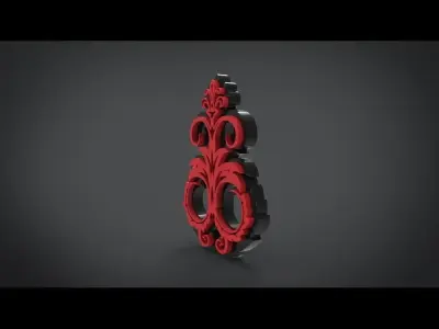 Ornament ornate gold and pendant Low-poly 3D model