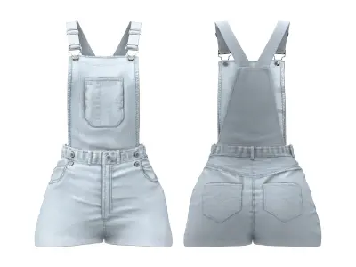 3in1 Short Jeans Overalls Top Cap Outfit Low-poly 3D model