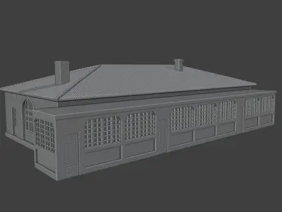 Historic Train Station Low Poly Railway Building Game Ready 3D print model