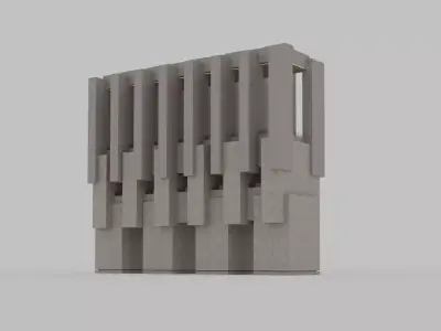 Brutalist Building 01 Low-poly 3D model