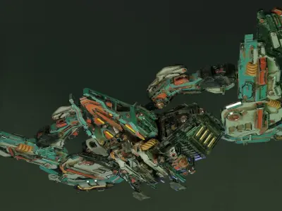Spaceship Low-poly 3D model - Low-poly and Textured