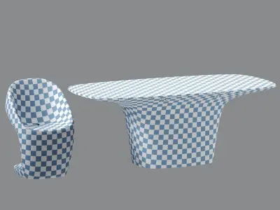 Vondom Ufo Dining Table and Chair Low-poly 3D model
