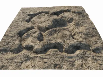 Abandoned WW1 battlefield Low-poly 3D model