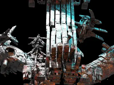 Space Station lunar rig docking station Low-poly 3D model