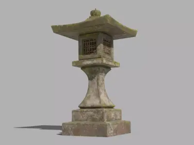 Japanese Stone Lantern Low-poly 3D model