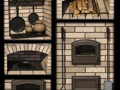 BBQ brick oven 3D model