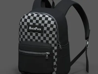 Backpack bag baggage Color 3d pockets  Low-poly 3D model