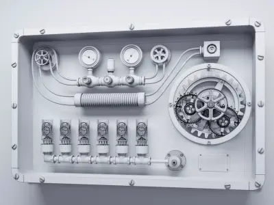 Steampunk Nixie Tube Clock Panel 3D model