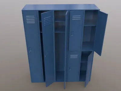 PBR School Gym Locker 07 - Blue Dark Low-poly 3D model