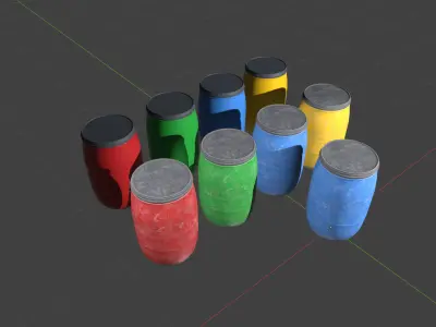 Round plastic trash can Low-poly 3D model