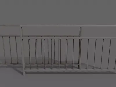 PBR Pedestrian Guard Rail Grey V3 Low-poly 3D model