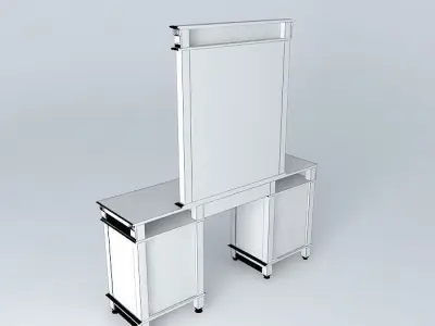 Lowboy dressing table with mirror and drawers Free 3D model