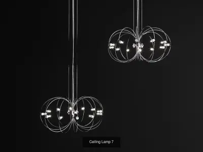 Lamp Collection pendant light made of rattan 3D Model Pack