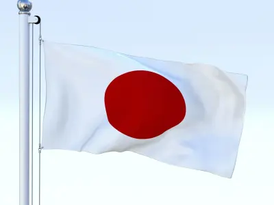 Animated Japan Flag Low-poly 3D model