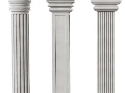Marble Quintet Columns with Classic Design 2 3D model
