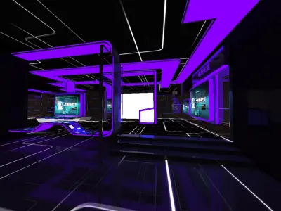 Futuristic Exhibition Interior Sci Fi Hall Low-poly 3D model purchase