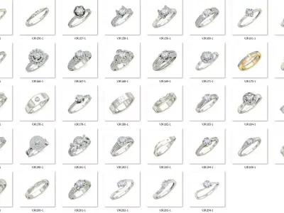 Diamond Engagement  ring 50 cad files   part 04 3D print model