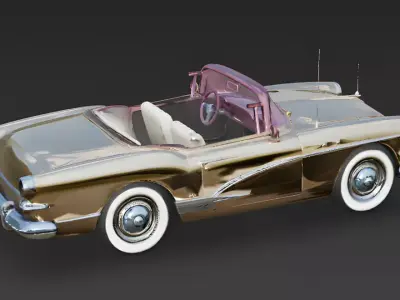Champagne Gold Vintage Convertible 3D Model Low-poly 3D model