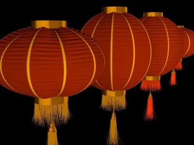 Chinese red lanterns 3D model