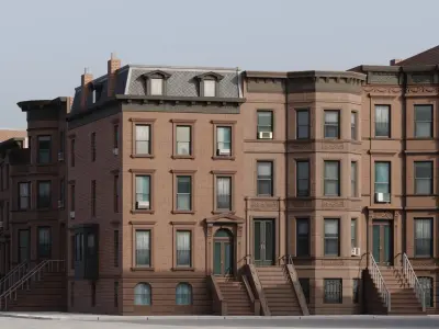 New York Brownstones - American Row Houses Pack Low-poly 3D model
