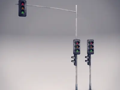Traffic Lights Low-poly 3D model